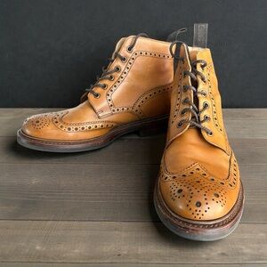 Loake Bedale Tan Handcrafted Leather Boots - US Size 9 - UK size 8